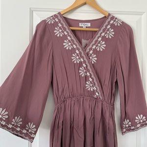 Purple/Mauve Embroidered Boutique Maxi Dress